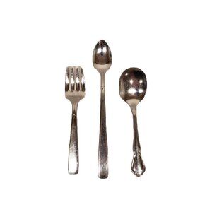Oneidacraft Deluxe Baby Spoon Fork Lot x3 Chateau Accent Set Stainless England